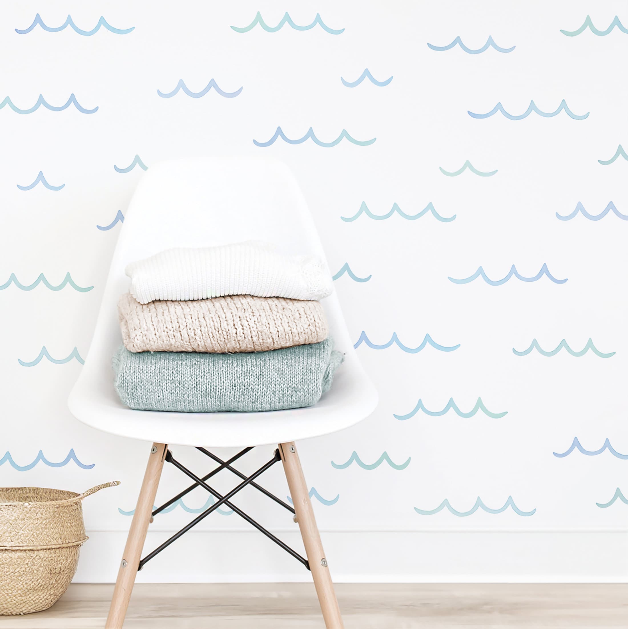 Wave Wall Decals - Removable, Reusable Wall Stickers - Watercolor Beach Art, Kids Room Wall Decor, Ocean Nursery Decor