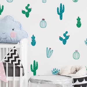 Cactus Wall Decals Multicolor Vinyl Wall Decals, Nursery Wall Decals, Nursery Wall Stickers, Kids Room Decals, Cute Colorful Cacti Decals image 4