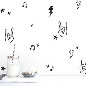 Rock and Roll Decal Set - Nursery Decor, Gift for Mom, Wall Decor, Kids Music Decals, Kids Room Decals, Wall Art, Vinyl Wall Decal, Rock On