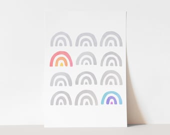 Rainbow Art Print - Digital Nursery Print, Printable Wall Art, Rainbow Kids Room Art