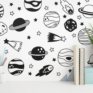 Space Wall Decals - Nursery Decals, Star Decals, Planet Wall Decals, Kids Room Wall Decor, Removable Wall Stickers