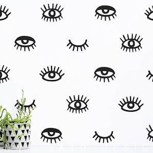 Eye Wall Decals - Eyelash Decals, Vinyl Wall Decals, Modern Wall Decals, Unique Wall Stickers