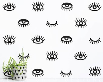 Eye Wall Decals - Eyelash Decals, Vinyl Wall Decals, Modern Wall Decals, Unique Wall Stickers