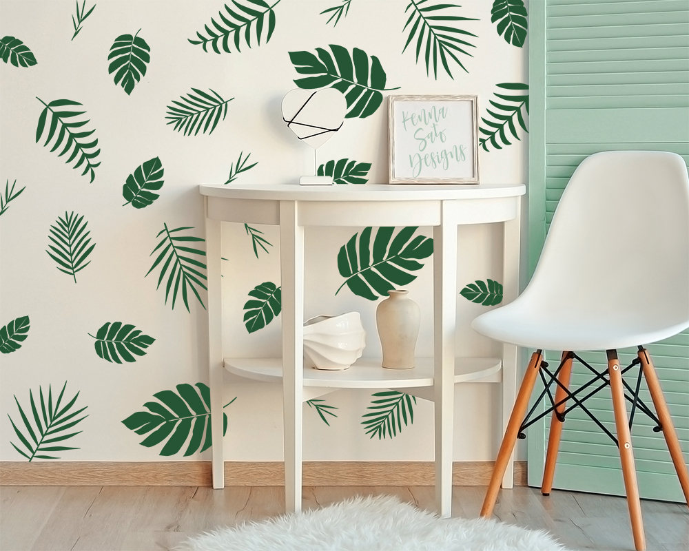Jungle Nursery Decals Palm Leaf Wall Decals Tropical Wall Etsy