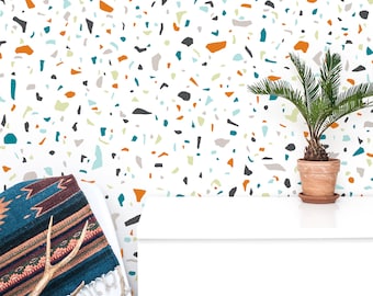 Terrazzo Wall Decals - Removable Wall Stickers, Abstract Modern Wall Art, Bedroom Wall Decor, Home Office Decor, Unique Gift for Home