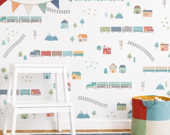 Train Wall Decals - Removable, Reusable Wall Stickers - Boy Nursery Wall Decor, Kids Room Art, Boy Bedroom Decor, Train Wall Stickers