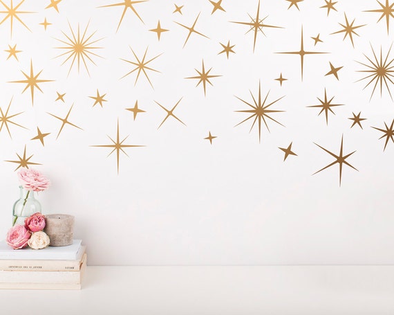sparkle wall decals gold star decals nursery wall decals | etsy