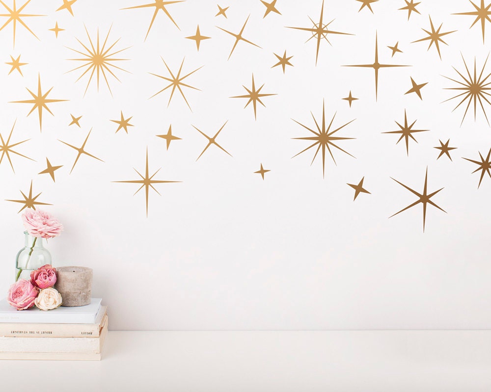Sparkle Wall Decals Gold Star Decals Nursery Wall Decals Etsy