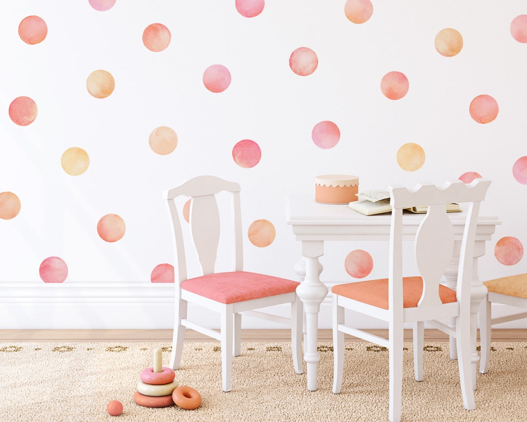 Watercolor Polka Dot Decals - Removable, Reusable Wall Stickers ...