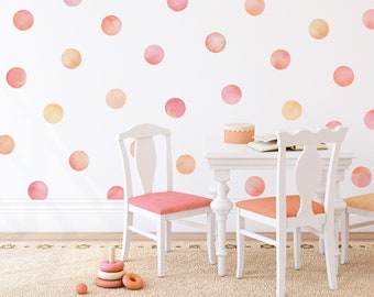 Aquarel Polka Dot stickers - verwijderbare, herbruikbare muurstickers - kinderkamer decor, kinderkamer kunst aan de muur
