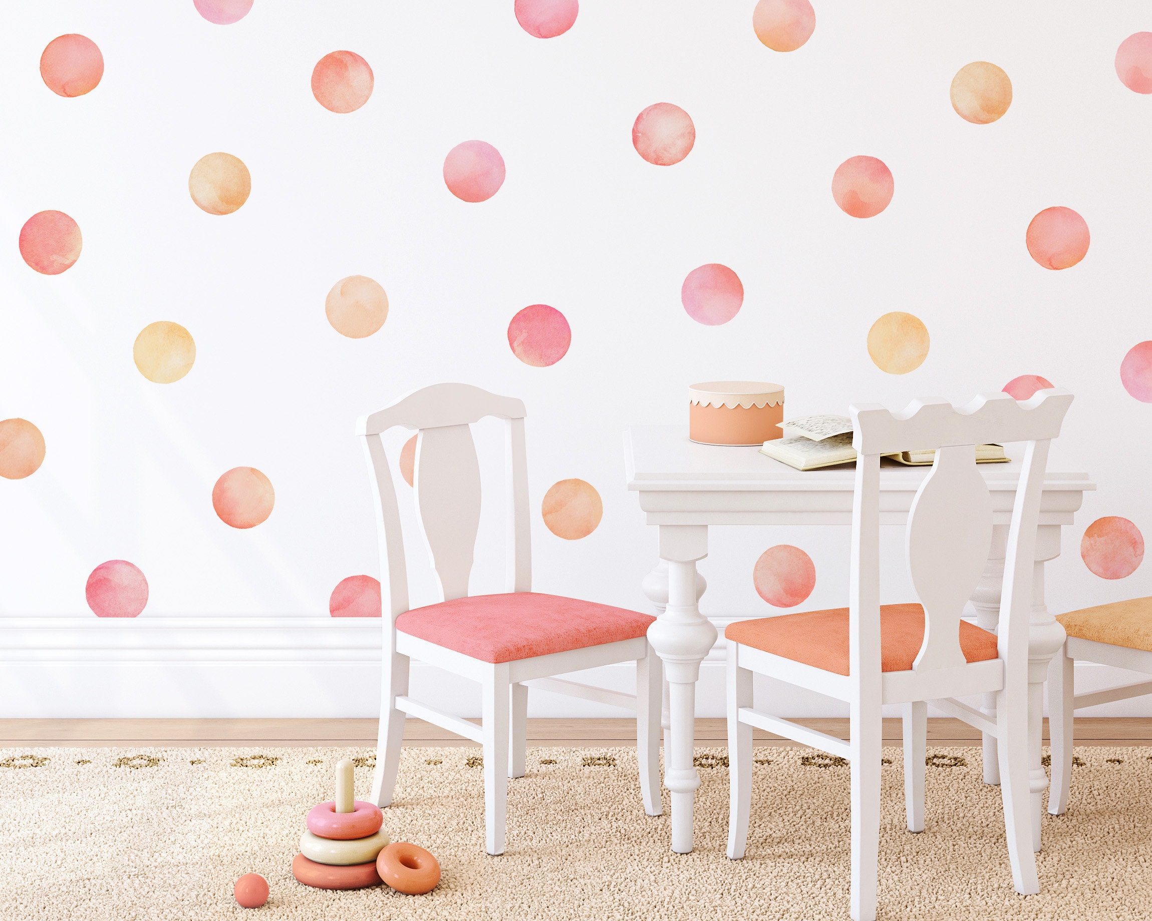 Watercolor Polka Dot Decals - Removable, Reusable Wall Stickers ...