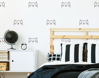 Stickers muraux chat - Sticker mural enfant, sticker chambre d'enfant, vinyle autocollant, art mural chat, déco chambre d'enfant, déco chat