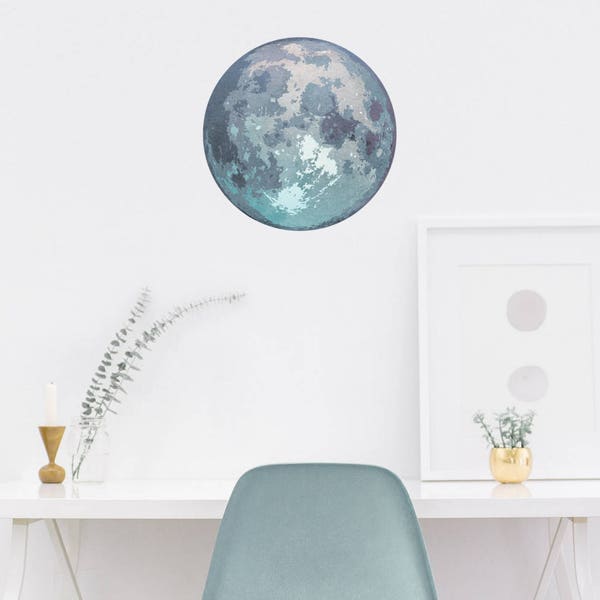 Watercolor Moon Wall Decal - Reusable Wall Decals, Moon Decal, Moon Decor, Wall Decor, Watercolor, Moon Art, Wall Art, Wall Stickers