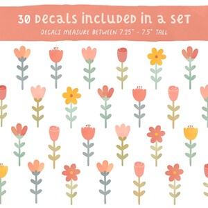 Flower Wall Decals Nursery Decor, Floral Wall Art, Daisy Wall Decal, Reusable and Removable Flower Wall Stickers, Girls Room Decor image 2