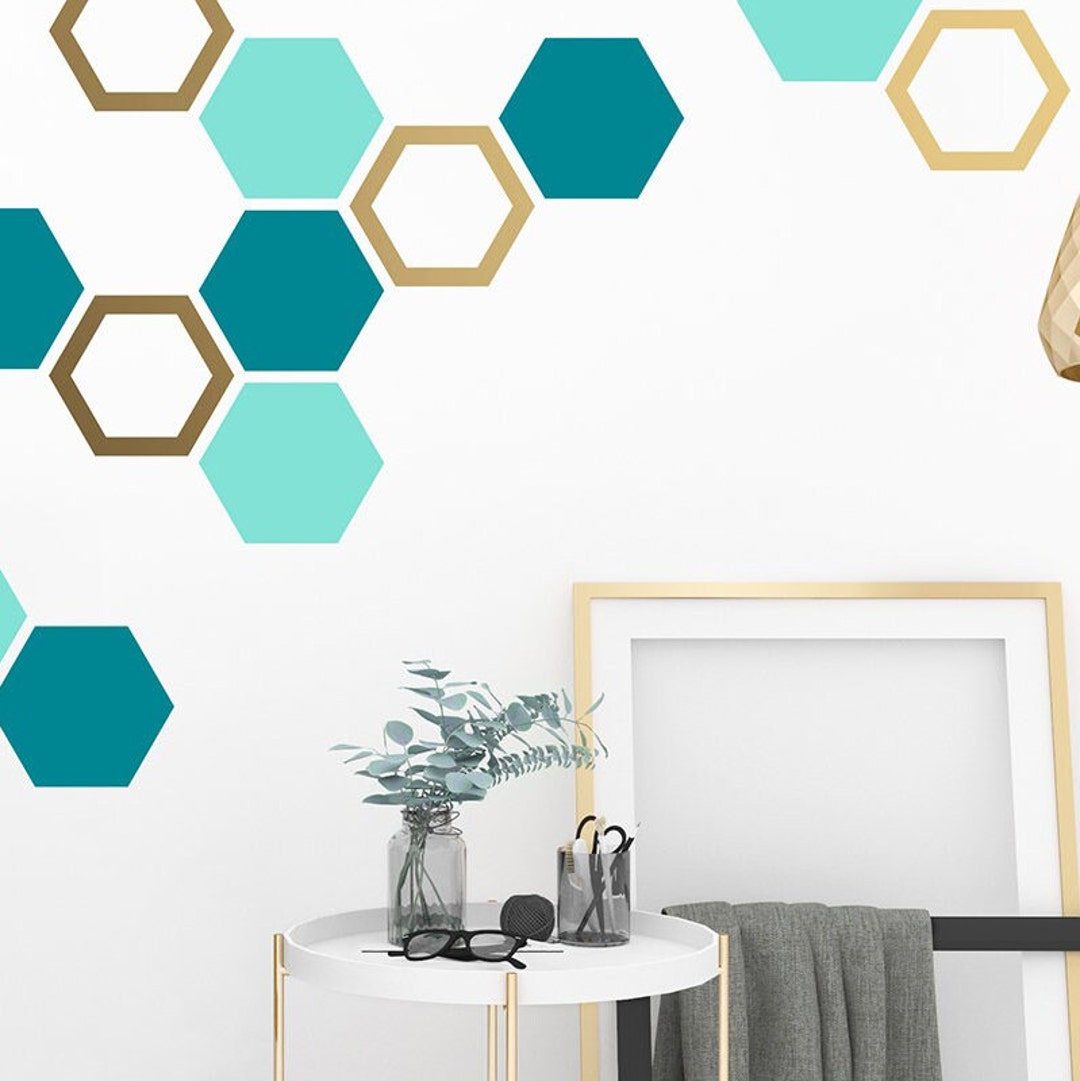 Hexagon Honeycomb Wall Decals Geometric Decal Gold Honeycomb Decor  Geometric Decor Hexagon Vinyl Decal Home Office Bedroom Decor