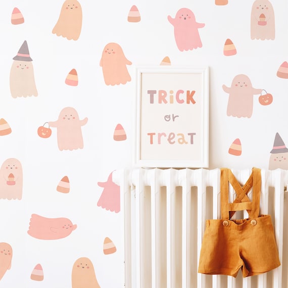 Halloween Ghost Wall Decals - Removable, Reusable Ghost Wall Stickers - Halloween Wall Decor, Pastel Halloween Decor, Kids Halloween Decor