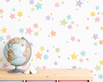Sparkle Wall Decals - Reusable and Removable Wall Decals - Star Wall Stickers, Pastel Kids Wall Art, Girl Nursery Decor