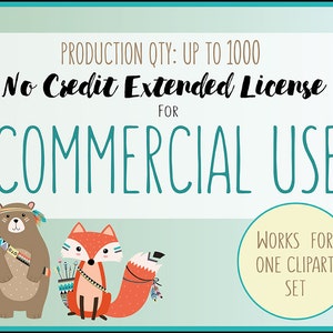 Extended License for Commercial Use of Any Clipart Set - Production Quantity of 1-1000, Extended Commercial Use of Clip Art