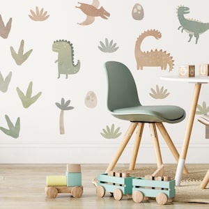 Dinosaur Wall Decals - Removable, Reusable Wall Stickers - Watercolor Dinosaur Nursery Decor, Kids Room Wall Art