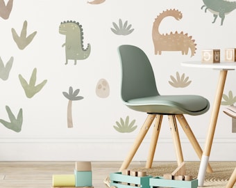 Dinosaur Wall Decals - Removable, Reusable Wall Stickers - Watercolor Dinosaur Nursery Decor, Kids Room Wall Art