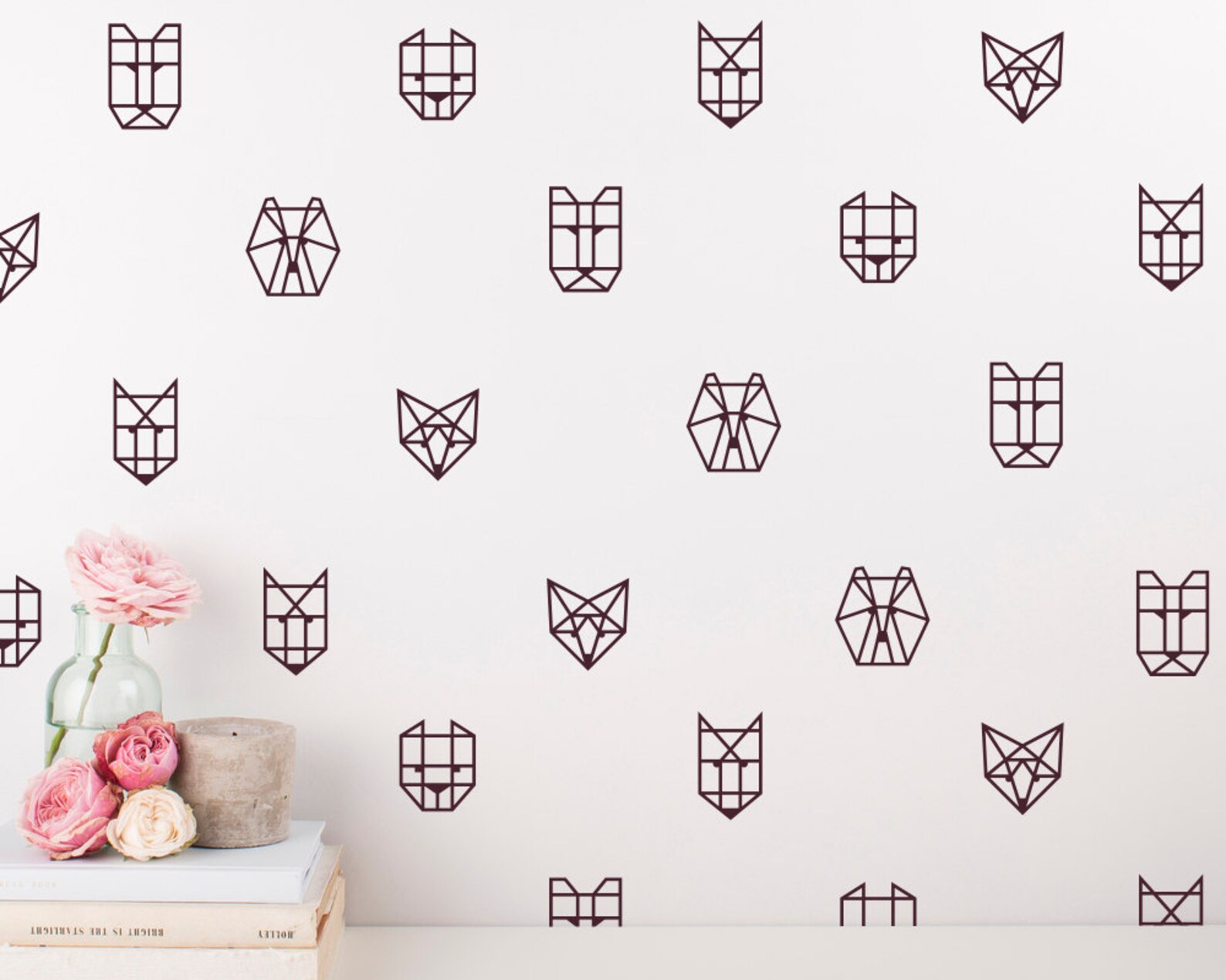 Geometric Animal Wall Decals 30 Vinyl Wall Decals Unique Etsy