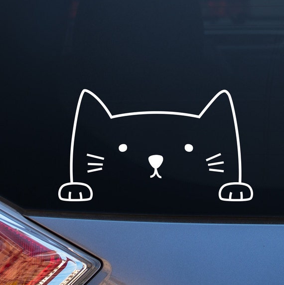 Katze Auto Aufkleber Auto Aufkleber, Fenster Aufkleber, Auto Aufkleber,  Laptop Aufkleber, Katze Aufkleber, Autofenster, niedliches Auto Aufkleber,  einzigartiges Geschenk, lustiges Geschenk - .de