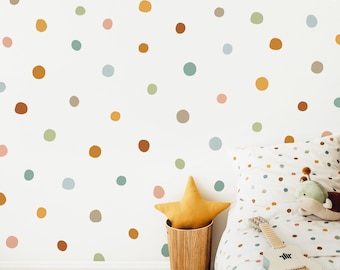 Naklejki ścienne w kropki - niestandardowe kolorowe naklejki ścienne, wystrój pokoju dziecięcego, sztuka ścienna do pokoju dziecięcego, wielokrotnego użytku i zdejmowane naklejki ścienne