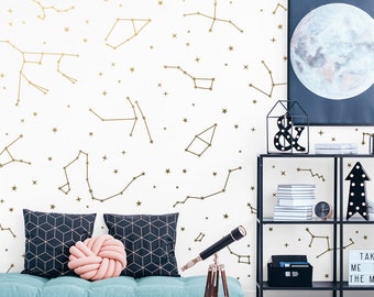 Calcomanías de pared de constelaciones - Decoración de constelaciones, Regalo del zodíaco, Calcomanías de estrellas, Decoración del zodíaco, Regalo para ella, Arte de pared de constelaciones, Decoración de pared