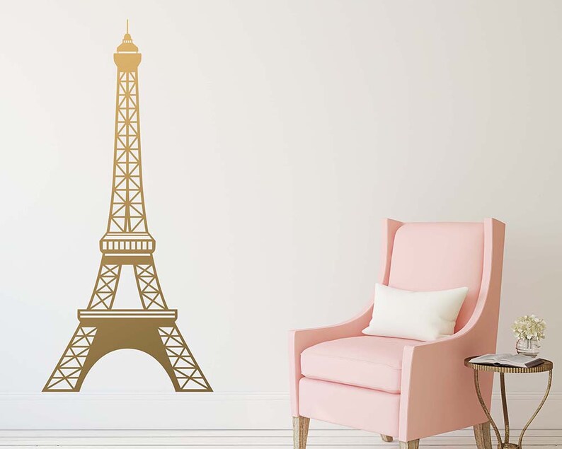 eiffel tower decal large wall decal gold decal paris | etsy