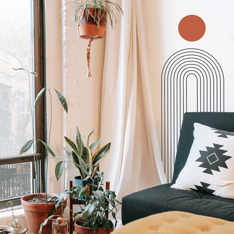 Boho Arch Wall Decal - Abstract Wall Decor, Mid Century Wall Art ...