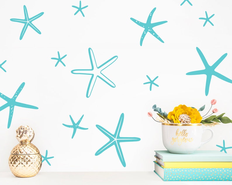 Starfish Wall Decals Mermaid Wall Decal, Starfish Decals, Starfish Sticker, Mermaid Nursery, Gift For Her, Gift For Daughters, Wall Decal image 2