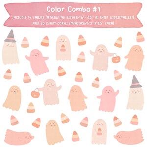 Calcomanías de pared de fantasmas de Halloween: calcomanías de pared de fantasmas removibles y reutilizables: decoración de pared de Halloween, decoración de Halloween en colores pastel, decoración de Halloween para niños Color Combo 1