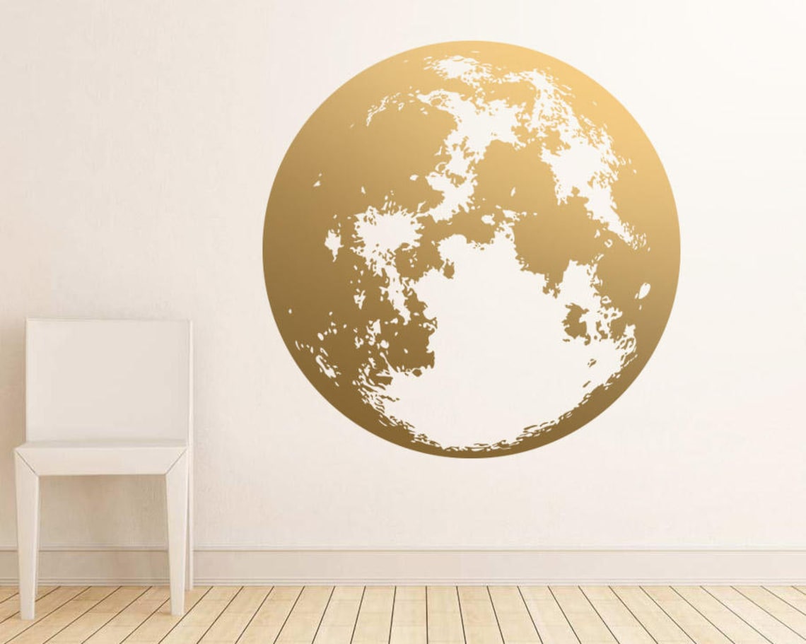 Moon Wall Decal Gold Wall Decals Unique Modern Decor Etsy