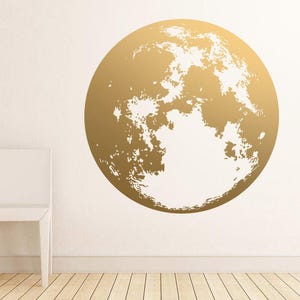 Moon Wall Decal - Gold Wall Decals, Unique Modern Decor, Silver Decals, Vinyl Decal, Large Wall Decor, Wall Stickers, Metallic Wall Decor