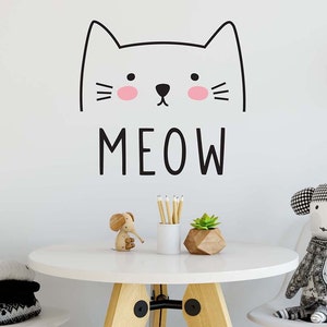 Cat Wall Decal Cute Cat Decal, Kids Wall Decal, Nursery Decal, Removable Wall Sticker, Vinyl Decal image 2