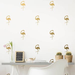 Flamingo muurstickers - Flamingo decor, muurdecoratie, muurstickers, cadeau voor haar, kunst aan de muur, flamingo muurstickers, tropisch decor, vinylstickers
