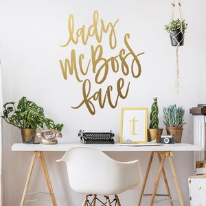 Lady McBoss Face Decal - Boss Quote Decal, Women&#39;s Office Decal, Motivational Quote Decal, Lady Manager, Boss Lady Gift, Calligraphy Quote