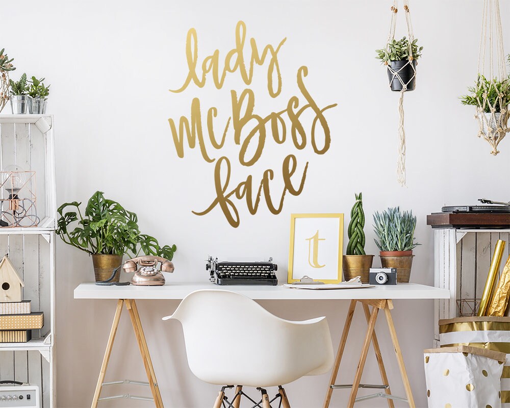 Lady McBoss Face Decal - Boss Quote Decal, Women's Office Decal, Motivational Quote Decal, Lady Manager, Boss Lady Gift, Calligraphy Quote