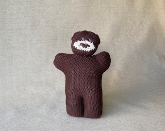 BACKSTOCK SALE** Forest Friend Bear Doll, Knit Bear, Brown, Handmade, Handknit, Cushie, Homespun, Gender Neutral,  Gift, 12x8x3"