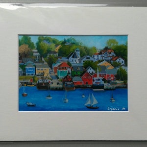Matted art print of Lunenburg town from an original oil painting by Evgenia Makogon