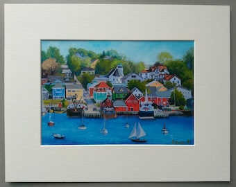 Large art print from my original painting of Lunenburg town, by Evgenia Makogon