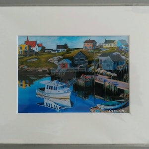 Large print of Peggy's cove from an original acrylic painting, Nova Scotia, by Evgenia Makogon