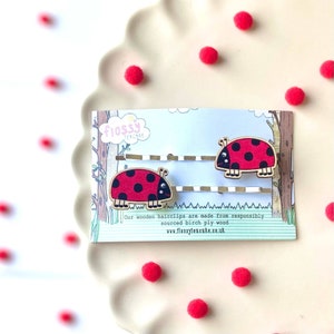 Ladybird Hairclips | Wooden Hairclips | Ladybird Gift | Gift for Her | Eco Gift | Handmade in the UK | Responsibly resourced wood