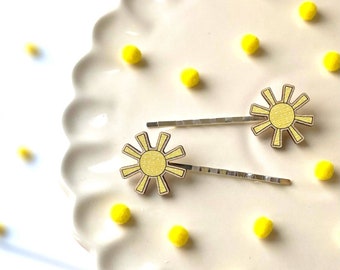 Sunshine Hairclips | Birch Plywood, Silver Bobby Pins