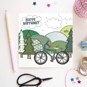 Carte d’anniversaire de vélo | Cadeau de vélo | Art vélo | Carte pour lui | Carte pour papa | Art du vélo | Cadeau de vélo | Illustration à la main | Imprimé Royaume-Uni