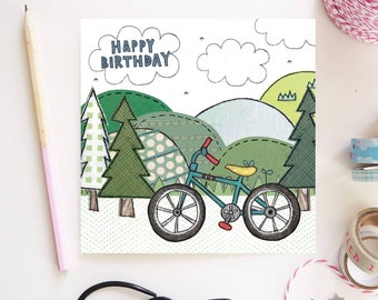 Bike Birthday Card | Bike Gift | Bike Art | Card for him | Card for Dad | Bicycle Art | Bicycle Gift | Hand illustration | Printed UK