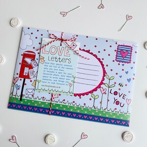 Carta de amor / Kit de cartas del día de San Valentín / Incluye una carta de sobre ilustrada e ideas de fecha / Regalo de San Valentín para esposa / Tarjeta del día de San Valentín