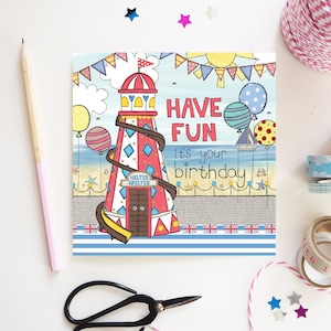 Kaart van de Kust van Helterskelter | Kust verjaardagskaart | Strandkaart | Kustkaart | Leuk | Gelukkige verjaardagskaart | Zomer verjaardagskaart