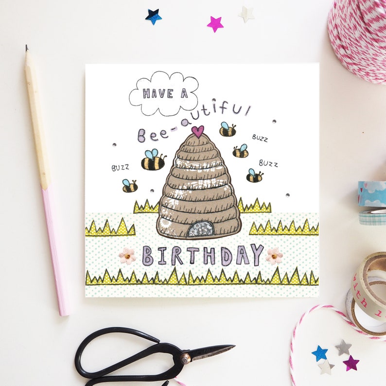 Bee Birthday Card Save the Bees Beekeeping Bumble Bees Etsy