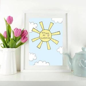 Sunshine A4 heavyweight art print recycled card | Hand illustrated and printed in the UK
